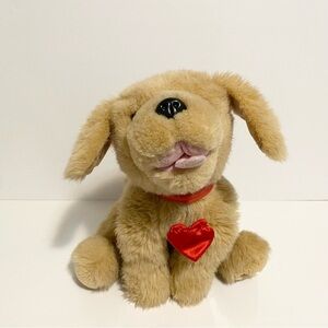 Hallmark Heartly Puppy Dog Golden Retriever Tan Red Heart Collar 13" Plush Toy